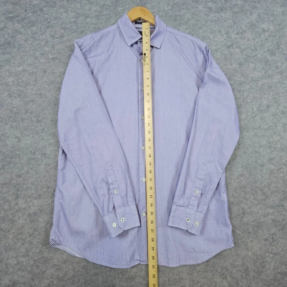 Banana Republic Men's Dress Shirt Size‎ L Purple Mini-Geometric Print Camden Fit